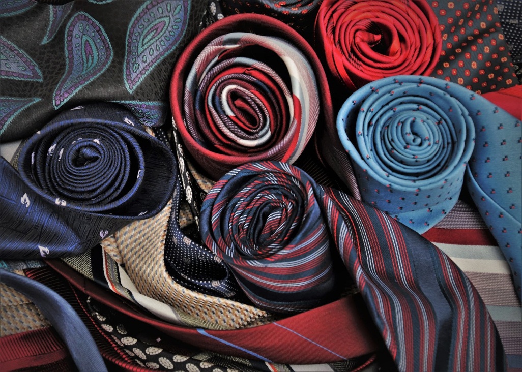rolled multi-colored ties