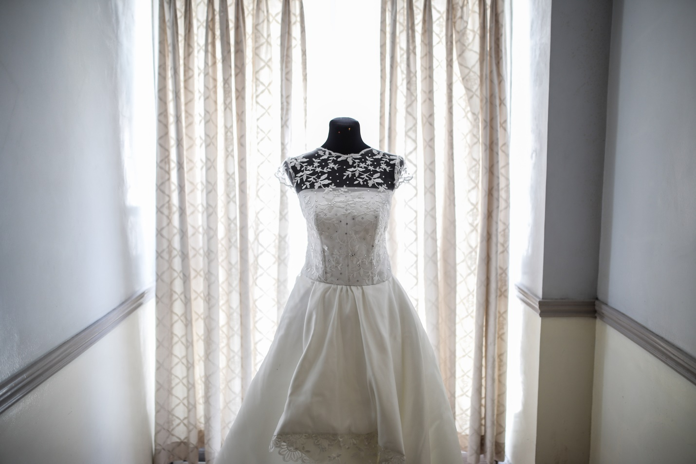 A white bridal gown 